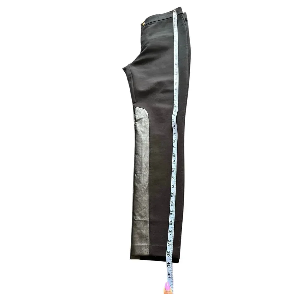 J.Crew Pixie Pant Black Leather‎ Panel Office Career Work Business Ankle Size 6